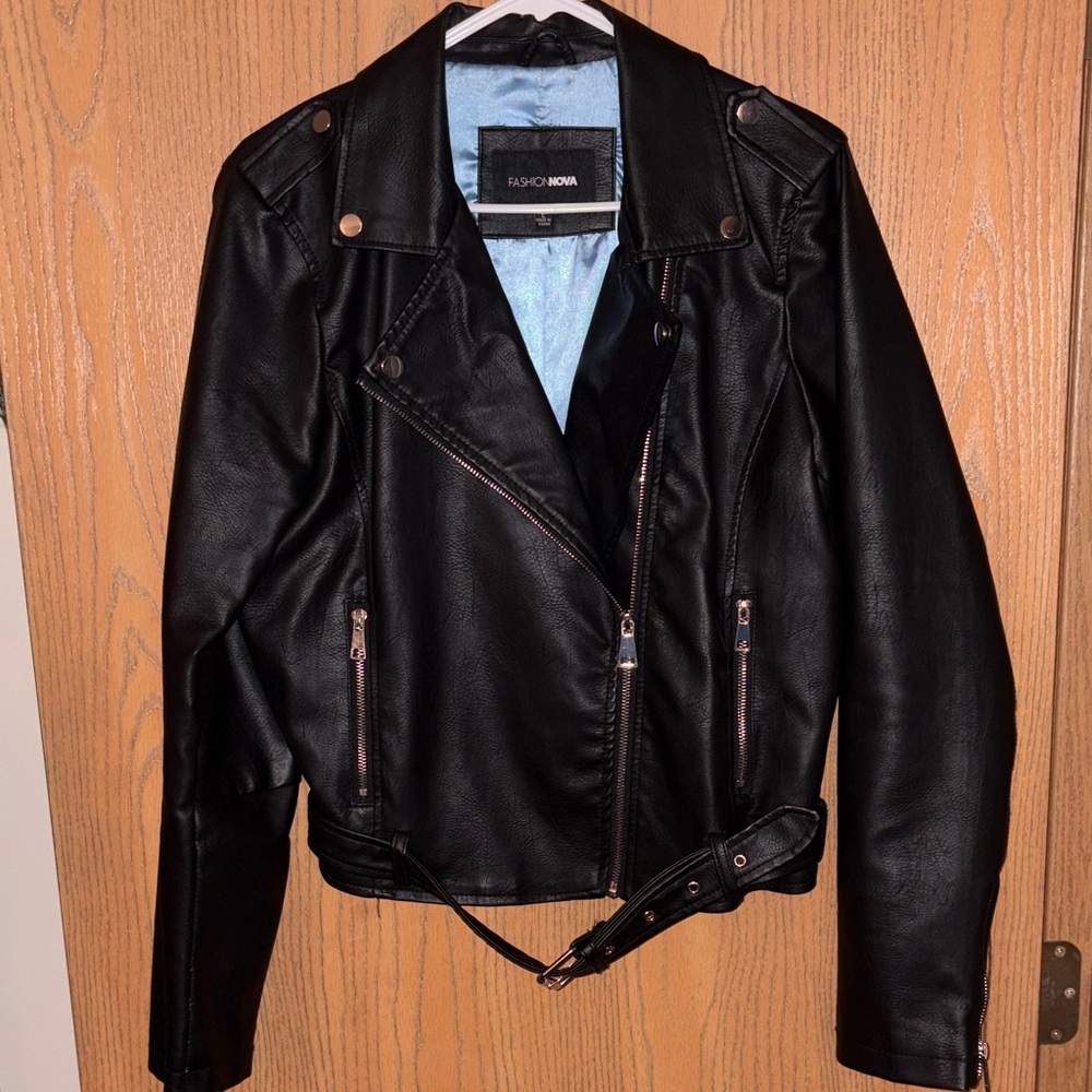 Fashion Nova Classic Black Leather Jacket